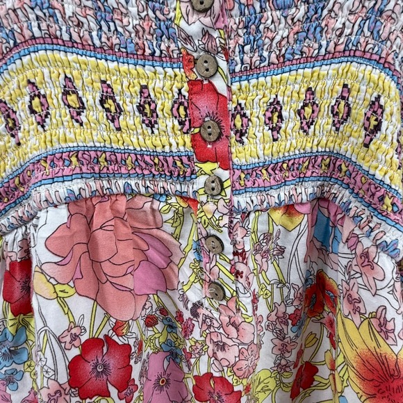 In Bloom Floral Maxi Dress Summer Boho Cottagecore Pink Yellow Sleeveless Medium - Picture 6 of 16